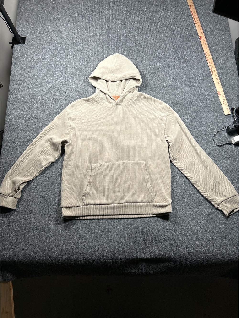 Negative Space Beige Hooded Sweatshirt Pullover